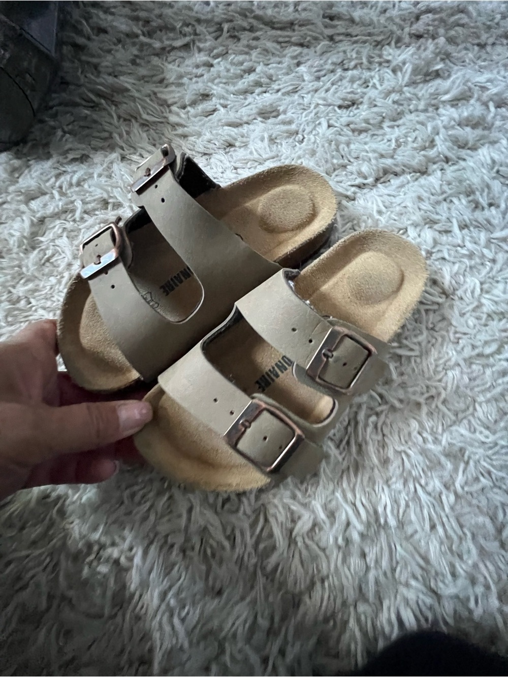 Kids Beige Double-Buckle Sandals